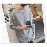 Men\'s Casual/Daily Sports Active Simple Sweatshirt Color Block Round Neck strenchy Cotton Long Sleeve Spring Fall