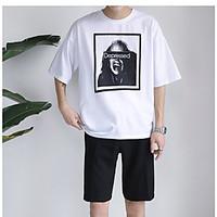 mens casual simple summer t shirt print round neck short sleeve others ...