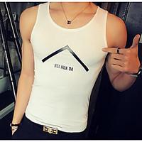 mens casualdaily simple summer tank top print round neck sleeveless co ...