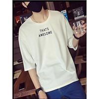 mens casualdaily simple t shirt solid round neck length sleeve cotton