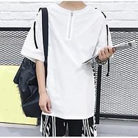 mens casual simple summer t shirt letter number round neck short sleev ...