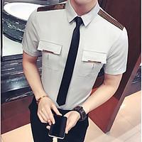 mens officecareer simple summer shirt solid stand short sleeve polyest ...