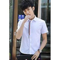 mens casual simple summer shirt solid stand short sleeve cotton