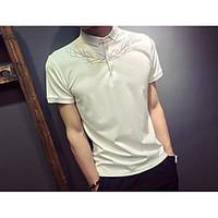 mens casual simple summer polo flower shirt collar short sleeve cotton