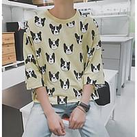 mens casual simple summer t shirt dog round neck half sleeve cotton