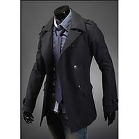 mens casualdaily holiday vintage simple trench coat solid shirt collar ...