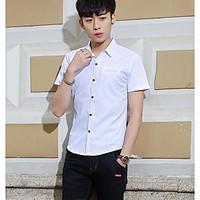 mens business daily casual simple shirt solid classic collar short sle ...