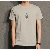 mens casual simple summer t shirt print round neck short sleeve cotton ...