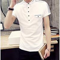 mens casual simple t shirt solid round neck length sleeve cotton