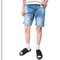 mens mid rise micro elastic jeans shorts pants active straight letter