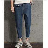 mens mid rise micro elastic jeans pants simple slim solid