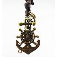 mens pendant necklaces jewelry anchor leather alloy dangling style pun ...