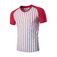 Men\'s Going out Casual/Daily Sports Simple Active Summer T-shirt, Solid Striped V Neck Short Sleeve Cotton Rayon Thin