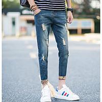 mens mid rise micro elastic skinny pants simple relaxed solid