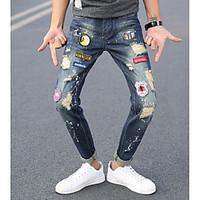 mens mid rise inelastic jeans pants street chic straight print