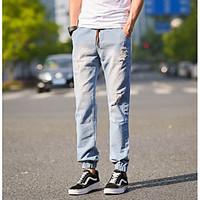 mens mid rise micro elastic jeans pants simple skinny solid