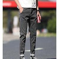 mens mid rise micro elastic jeans pants simple slim solid