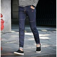 mens mid rise micro elastic skinny pants street chic simple slim solid