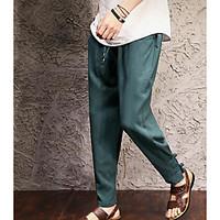 mens mid rise micro elastic chinos pants simple loose pure color solid