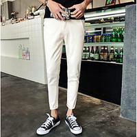 mens mid rise strenchy chinos pants simple harem solid