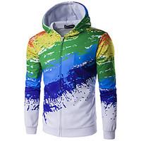 Men\'s Casual/Daily Hoodie Print V Neck Micro-elastic Cotton Long Sleeve
