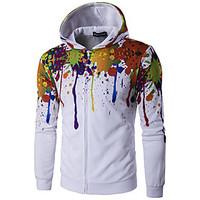 Men\'s Casual/Daily Hoodie Print V Neck Micro-elastic Cotton Long Sleeve