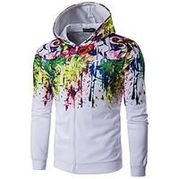 Men\'s Casual/Daily Hoodie Print V Neck Micro-elastic Cotton Long Sleeve