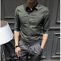 mens daily simple summer shirt solid classic collar half sleeve 100pol ...