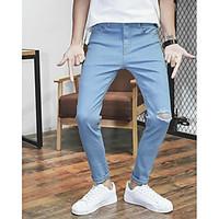 mens mid rise strenchy jeans pants street chic straight solid