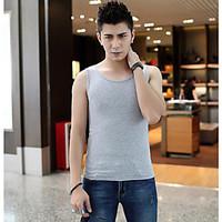 mens casualdaily active tank top solid round neck sleeveless cotton