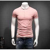 Men\'s Office/Career Daily Casual Simple Summer Polo, Striped Shirt Collar Short Sleeve Cotton Medium