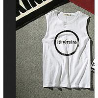 mens daily simple summer tank top solid round neck sleeveless cotton m ...