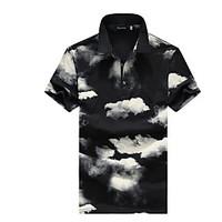 Men\'s Office/Career Daily Simple Summer Shirt, Solid Print Shirt Collar Short Sleeve Polyester Medium