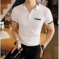 Men\'s Athletic Other Casual Simple Street chic Active Summer T-shirt, Solid Striped V Neck Short Sleeve Cotton Opaque Medium