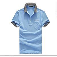 Men\'s Business Daily Simple Summer Shirt, Solid Shirt Collar Short Sleeve Cotton Polyester Medium