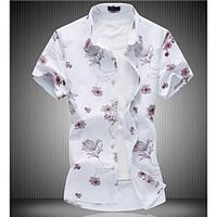 mens casual simple summer shirt solid print stand short sleeve cotton  ...