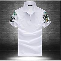 Men\'s Daily Simple Summer Polo, Solid Shirt Collar Short Sleeve Polyester Medium