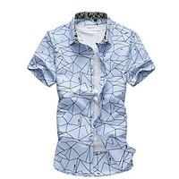 Men\'s Casual Simple Summer Shirt, Solid Print Stand Short Sleeve Cotton Thin