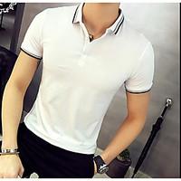 mens daily simple summer polo solid color block shirt collar short sle ...