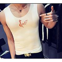 mens casual simple summer tank top solid round neck sleeveless cotton