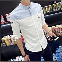 Men\'s Daily Simple Summer Shirt, Solid Print Shirt Collar Short Sleeve Cotton Medium