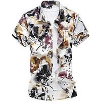 Men\'s Casual/Daily Simple Shirt, Floral Classic Collar Short Sleeve Spandex