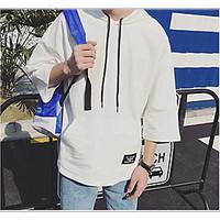 mens casualdaily simple summer t shirt solid hooded short sleeve cotto ...