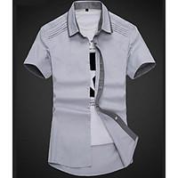 Men\'s Casual/Daily Simple Summer Shirt, Solid Shirt Collar Short Sleeve Cotton Medium