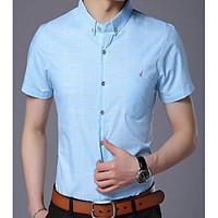 mens work simple summer shirt plaid classic collar short sleeve cotton ...