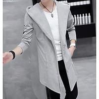 mens casualdaily simple trench coat solid hooded long sleeve winter mu ...