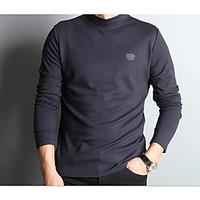 mens casualdaily simple spring t shirt solid turtleneck long sleeve ot ...