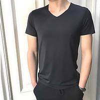 mens casualdaily simple spring t shirt solid v neck short sleeve polye ...