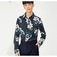 mens going out party simple winter shirt floral classic collar long sl ...