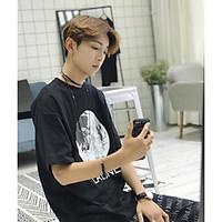 mens casualdaily simple spring summer t shirt print round neck length  ...